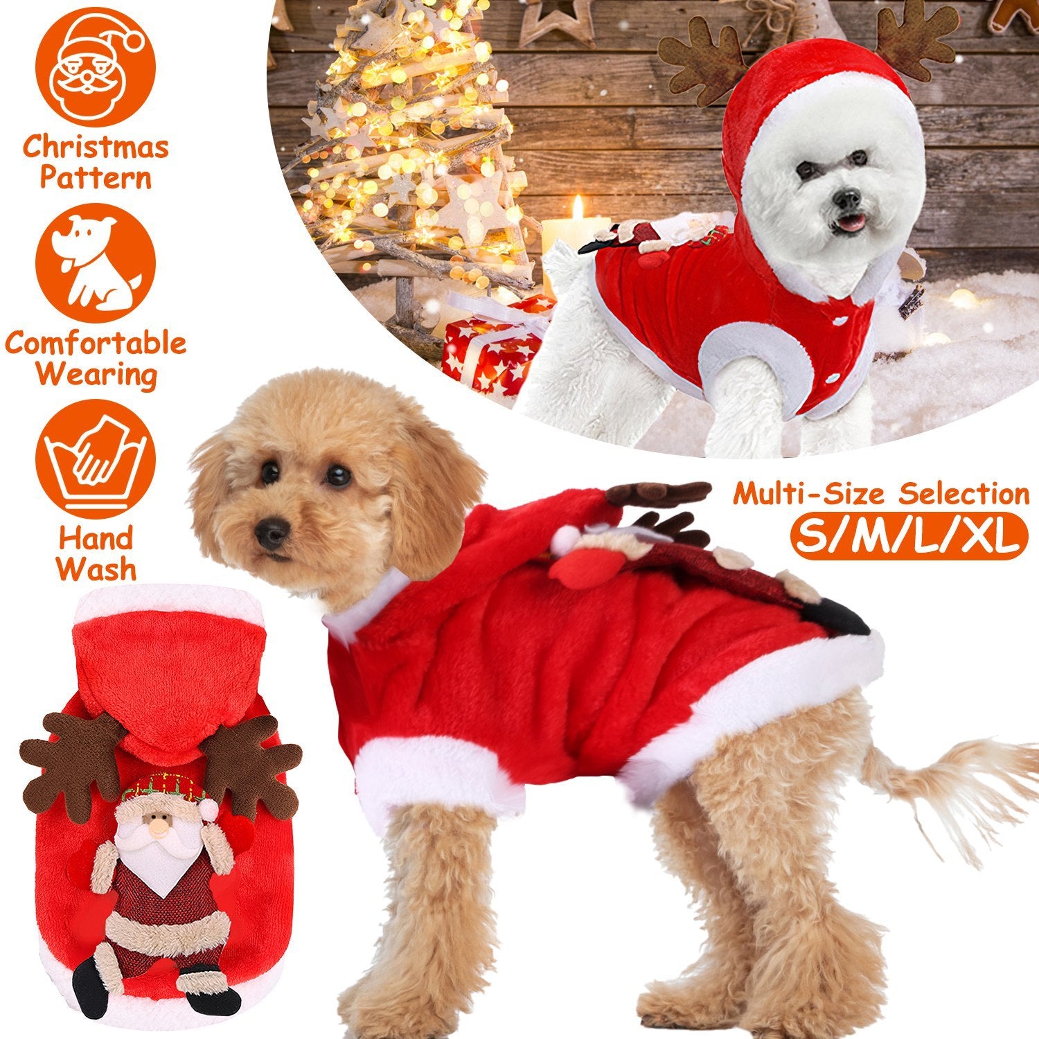 Christmas Pet Costume | Santa & Reindeer Outfit for Dogs & Cats