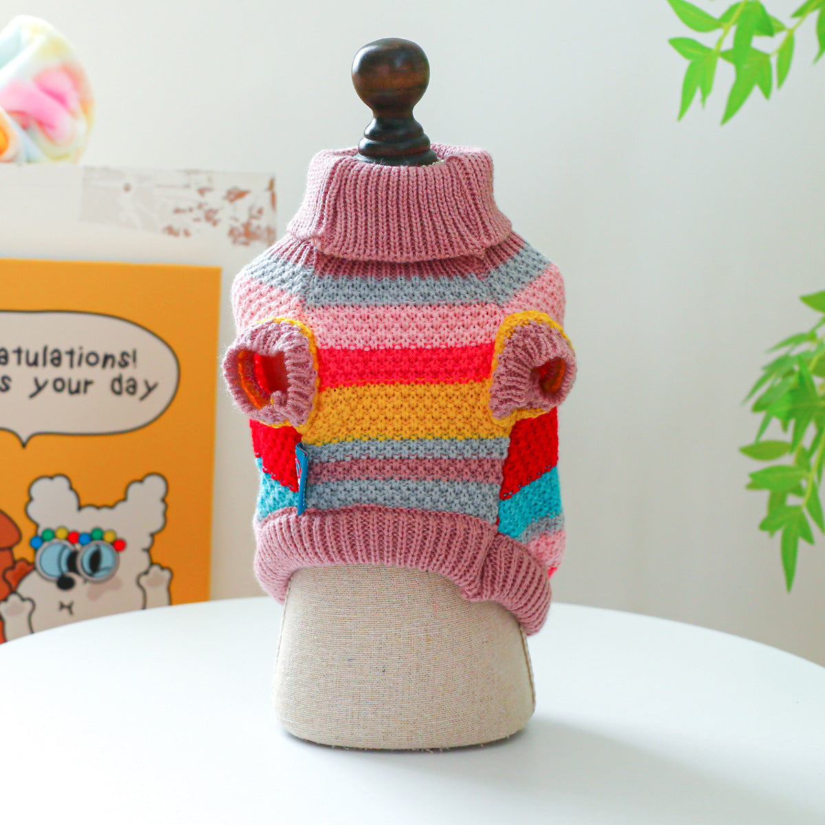 Striped Pet Sweater | Colorful Knit Pullover for Dogs & Cats