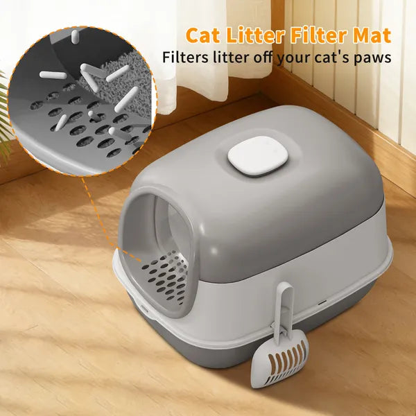 Premium Thick Gray Cat Litter Box | Stable & Durable Design