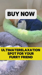 FurryFable Premium Calming Donut Pet Bed - Washable Plush