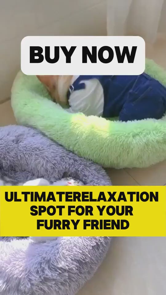 FurryFable Premium Calming Donut Pet Bed - Washable Plush